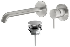 La Torre ELLE 316 inox Brushed Μπαταρία Νιπτήρος εντοιχισμού 2 οπών+Βαλβίδα clic-clac INOX 316  35032-111 N0338-111