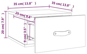 Κομοδίνο Επιτοίχιο Γυαλιστερό Λευκό 35 x 35 x 20 εκ. - Λευκό