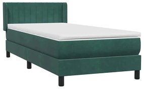 vidaXL Κρεβάτι Boxspring με Στρώμα Σκούρο Πράσινο 100x210εκ. Βελούδινο