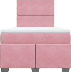 vidaXL Κρεβάτι Boxspring με Στρώμα Ροζ 120x190 εκ. Βελούδινο