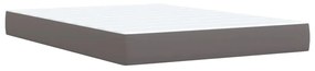 vidaXL Κρεβάτι Boxspring με Στρώμα Γκρι 140x190εκ. από Συνθετικό Δέρμα