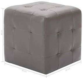 vidaXL Κομοδίνα 2 τεμ. Γκρι 30 x 30 x 30 εκ. από Συνθετικό Δέρμα