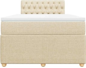vidaXL Κρεβάτι Boxspring με Στρώμα Κρεμ 120x200 εκ. Υφασμάτινο