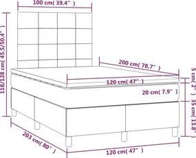 vidaXL Κρεβάτι Boxspring με Στρώμα Μαύρο 120x200 εκ. Υφασμάτινο