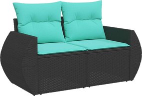 vidaXL Σετ Καναπέ 8 τμχ. Μαύρο και μπλε 55 x 55 x 37 εκ