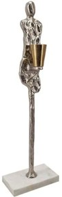 Κηροπήγιο Figurine 86846-DS 12,1x7,6x40,1cm Silver Artekko Μέταλλο,Μάρμαρο