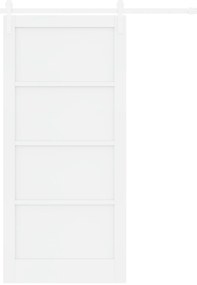 vidaXL Συρόμενη Πόρτα  με Σετ Υλικών Λευκή 93x202 εκ. Συμπαγές Ξύλο Πεύκου