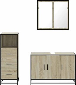 vidaXL Σετ Επίπλων Μπάνιου 3 Τεμαχίων Sonoma Δρυς Επεξεργασμένο Ξύλο