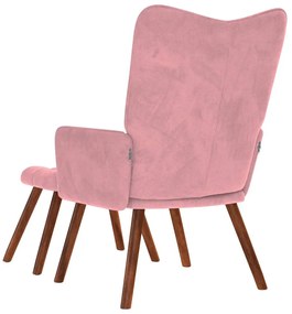 vidaXL Πολυθρόνα Relax Ροζ Βελούδινη με Σκαμπό
