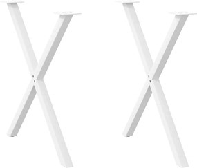 vidaXL Πόδια Τραπεζαρίας σε Σχήμα Χ, 2 τεμ. Λευκά 80x(72-73) εκ. Ατσάλι