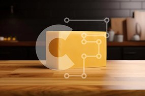 Σετ των 2 Intra Συλλεκτικό Ξύλινο Παζλ Plywood 4mm - Μπλοκ κίτρινου τυριού σε ξύλινο πάγκο Σε Ξύλινο Κουτί - Διαστάσεις: 10x10 cm – 25 κομμάτια