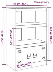 Ντουλάπι Ροζ 67x39x107 εκ. από Ατσάλι - Ροζ