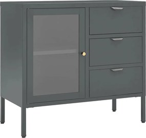 vidaXL Μπουφές Ανθρακί 75 x 35 x 70 εκ. από Ατσάλι και Ψημένο Γυαλί