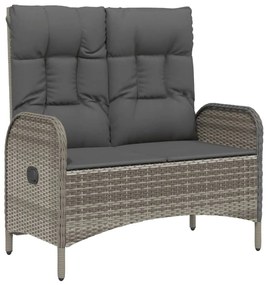 vidaXL Σετ Τραπεζαρίας Κήπου 2 τεμ. Γκρι Συνθ. Ρατάν με Μαξιλάρια