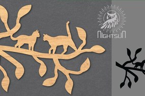 Σετ των 3 Intra απο ξύλο plywood 3mm-4mm πάχος Διακόσμηση κοπής με λέιζερ Cat in Tree 5 Δίασταση 15x15 cm INTRAFABR-120094345