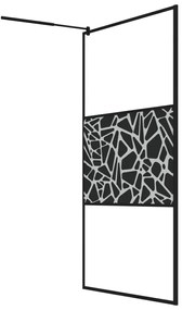 Διαχωριστικό Ντουζ με Σχέδιο Πέτρας Μαύρο 115x195 εκ. Γυαλί ESG - Μαύρο