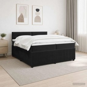 vidaXL Κρεβάτι box spring με στρώμα Μαύρο 200 x 200 cm Βελούδο