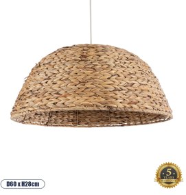 01847 GloboStar® MANGATA 01847 Boho Κρεμαστό Φωτιστικό Καμπάνα Μονόφωτο 1 x E27 IP20 Καφέ Ξύλο - Μ60 x Π60 x Υ28cm