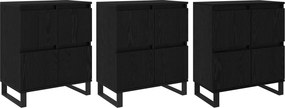 vidaXL Πλαϊνό γραφείο 3 pcs Μαύρη Οξυά 60 x 35 x 70 cm