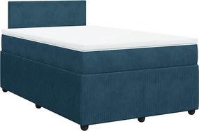vidaXL Κρεβάτι Boxspring με Στρώμα Μπλε 120x190 εκ. Βελούδινο