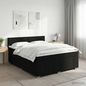 vidaXL Κρεβάτι box spring με στρώμα Μαύρο 160 x 200 cm Ύφασμα