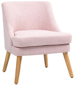 HOMCOM Πολυθρόνα Accent σε Σκανδιναβικό Στυλ, Βελούδο, Αφρός 25D, Πόδια από ξύλο Hevea, Μπεζ, 63x69x79,5 cm