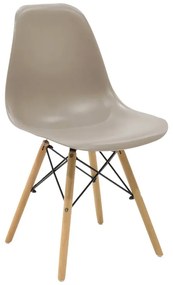 Καρέκλα Julita pakoworld PP cappuccino με φυσικό πόδι 46x52x80εκ