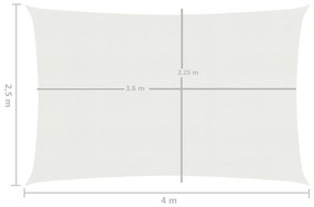vidaXL Πανί Σκίασης Λευκό 2,5 x 4 μ. από HDPE 160 γρ./μ²