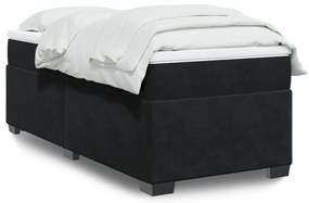 vidaXL Κρεβάτι Boxspring με Στρώμα Μαύρο 100x200 εκ. Βελούδινο