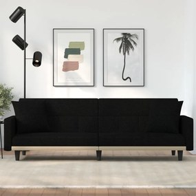 Καναπές Κρεβάτι Μαύρος Υφασμάτινος με Μαξιλάρια - Μαύρο