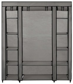 vidaXL Ντουλάπα με Ράφια / Σωλήνες Γκρι 150x45x176 εκ. Υφασμάτινη