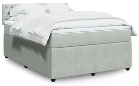 vidaXL Κρεβάτι Boxspring με Στρώμα Ανοιχτό Γκρι 160x200 εκ. Βελούδινο