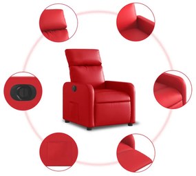 Πολυθρόνα Ανακλινόμενη Ηλεκτρική Κόκκινη από Συνθετικό Δέρμα - Κόκκινο
