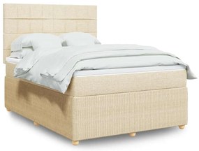 vidaXL Κρεβάτι Boxspring με Στρώμα Κρεμ 140x190 εκ. Υφασμάτινο