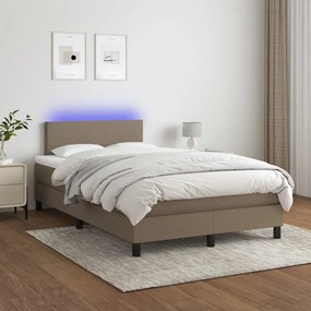 vidaXL Κρεβάτι Boxspring με Στρώμα &amp; LED Taupe 120x190 εκ. Υφασμάτινο