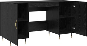 vidaXL Γραφείο με ράφι Μαύρη δρυς 140 x 50 x 75 εκ. Επεξεργασμένο ξύλο