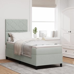 vidaXL Κρεβάτι Box Spring με Στρώμα Ανοιχτό Γκρι 80x200 εκ Βελούδο