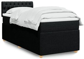 vidaXL Κρεβάτι Boxspring με Στρώμα Μαύρο 90x190 εκ.Υφασμάτινο