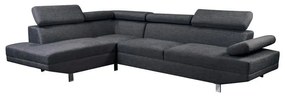 WOODWELL SECTOR Καναπές Σαλονιού Δεξιά Γωνία, Ανακλινόμενα Κεφαλάρια, Ύφασμα Ανθρακί 265x191x82cm H.82cm Ε989,3R