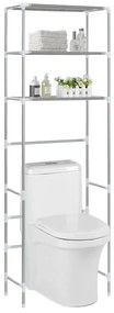 vidaXL Ραφιέρα 3 Επιπέδων για Τουαλέτα Ασημί 53 x 28 x 169 εκ.
