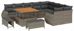 vidaXL Σετ Καναπέ Κήπου 12 pcs Γκρι συνθετικό ρατάν