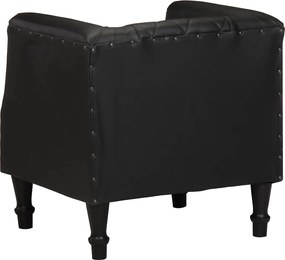 vidaXL Πολυθρόνα Μπάρελ Μαύρη από Γνήσιο Δέρμα Κατσίκας