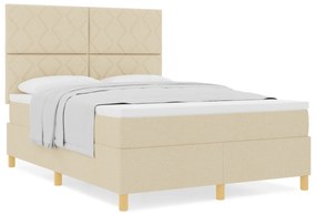 vidaXL Κρεβάτι με Στρώμα Κρεμ 140x200 cm Ύφασμα