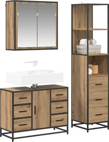 vidaXL Σετ Επίπλων Μπάνιου 3 pcs Artisan Oak Επεξεργασμένο ξύλο