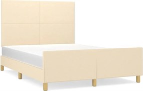 vidaXL Σκελετός Κρεβατιού Χωρίς Στρώμα Κρεμ 140x190 εκ. Υφασμάτινο