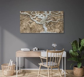 Αφηρημένη εικόνα δέντρο σε ξύλο σε μπέζ σχέδιο - 120x60