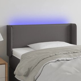 Κεφαλάρι Κρεβατιού LED Γκρι 93x16x78/88 εκ. από Συνθετικό Δέρμα 3123178