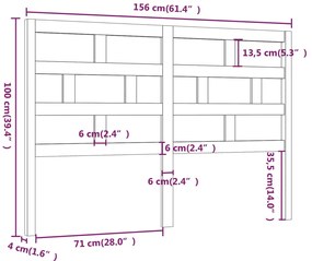 vidaXL Κεφαλάρι κρεβατιού Καφέ 156x4x100 εκ. από Μασίφ Ξύλο Πεύκου