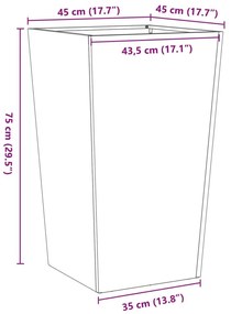 Ζαρντινιέρες Κήπου 2τεμ. 45x45x75 εκ Ατσάλι Σκληρυθέν στον Αέρα - Καφέ