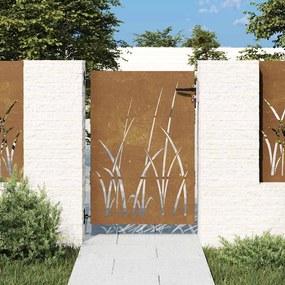 vidaXL Πύλη Κήπου με Σχέδιο Γρασίδι 85 x 125 εκ. από Ατσάλι Corten